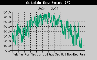 one-year outside dew point history